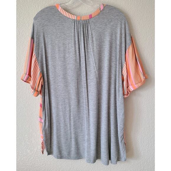 Dolan Left Coast Coastal Shirt Sz‎ Large Linen Maritime Preppy Striped Hi Low - Picture 2 of 11